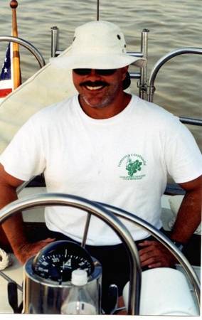 Bud Burnett at the helm