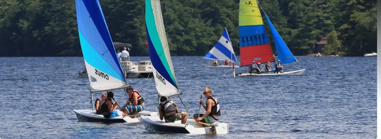 Youth sailboats racing on the water