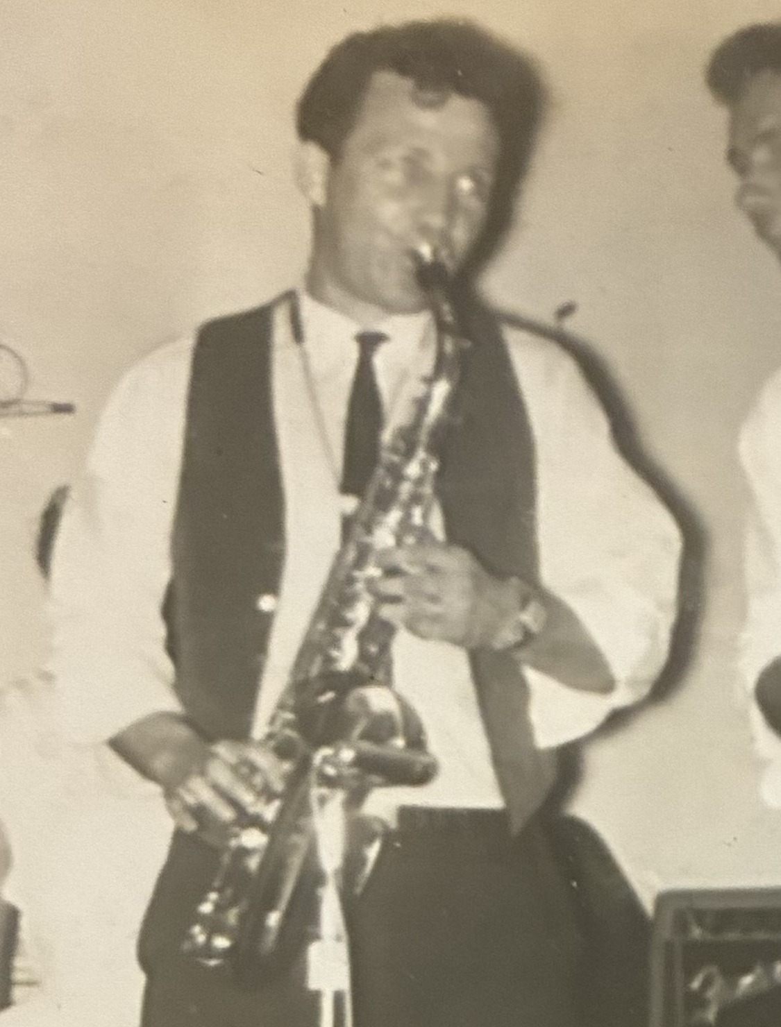 Uncle Luther "Luke" Waters playing saxophone